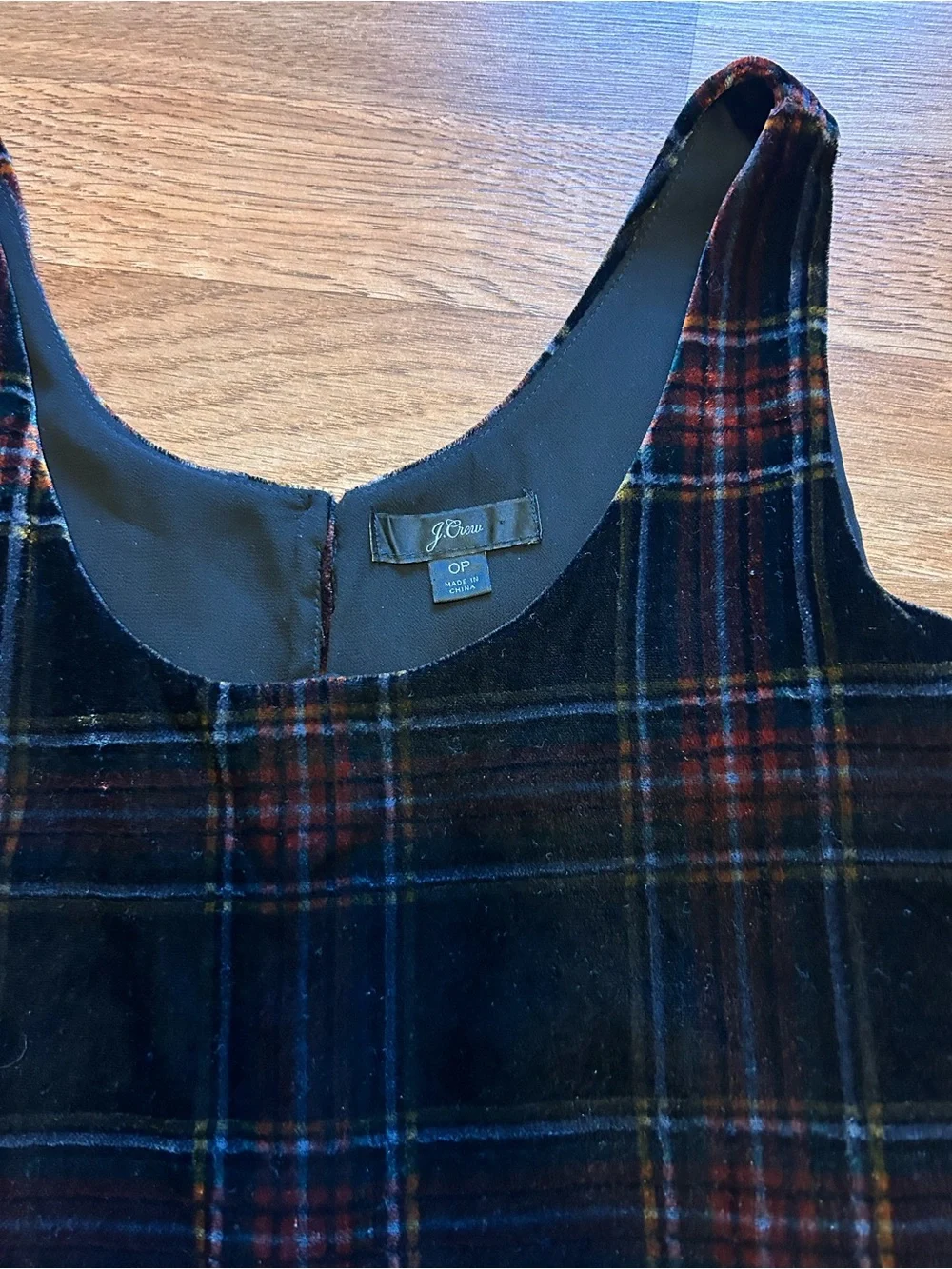J crew Women’s Plaid Velvet Tank Top - Black Multi.Size 0P